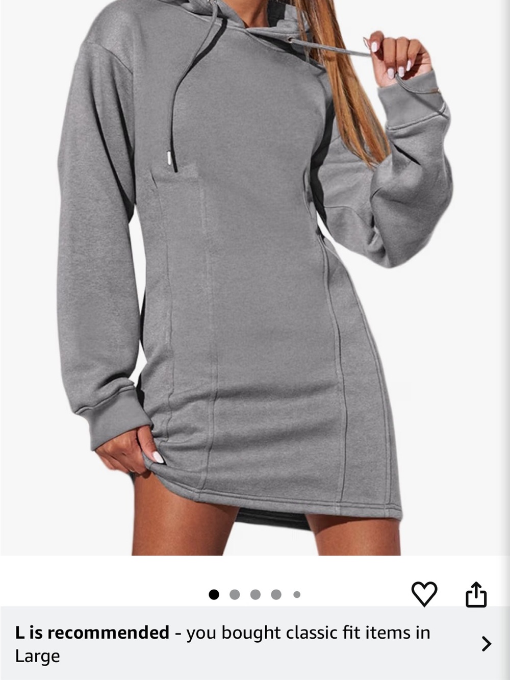 Women's Gray Hoodie Sweatshirt Dress - Casual Pullover